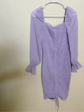 Lavender Smocked Puff-Sleeve Mini Dress - Women